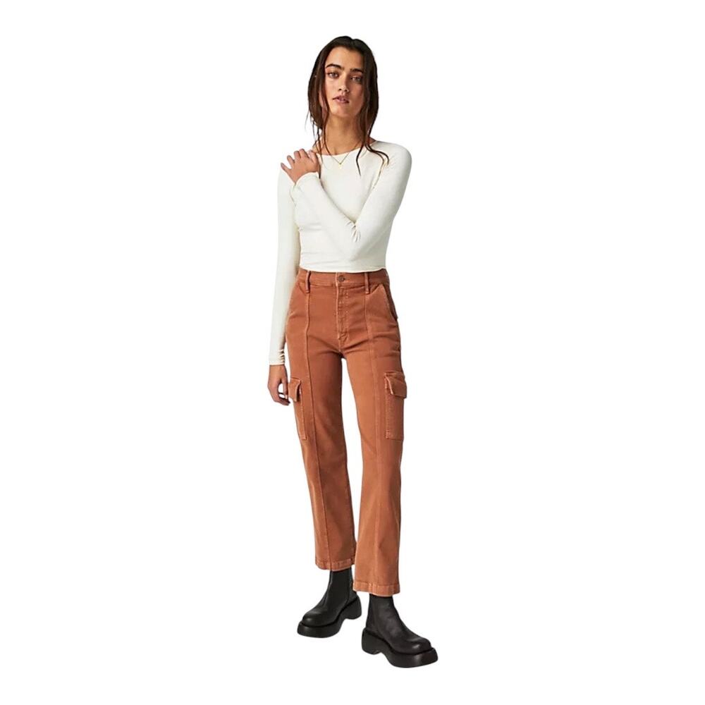 Mother The Rambler Cargo Ankle Pants Women Tan 32